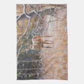 雪に覆われた大きな鹿のおしぼり キッチンタオル (縦)