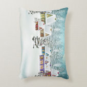 雪に覆われた家々を持つ村の冬の風景 アクセントクッション (正面(垂直))