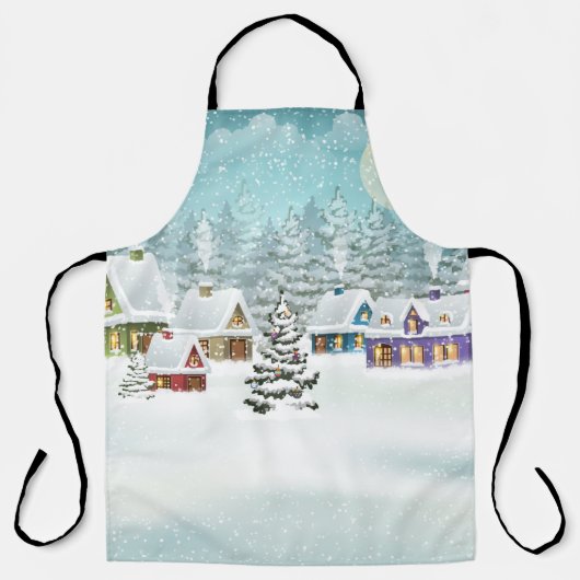 雪に覆われた家々を持つ村の冬の風景  エプロン (正面)