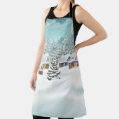 雪に覆われた家々を持つ村の冬の風景  エプロン (インサイチュ)