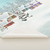 雪に覆われた家々を持つ村の冬の風景  シェルパブランケット (3/4)