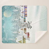 雪に覆われた家々を持つ村の冬の風景  シェルパブランケット (正面(横))