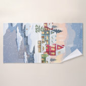 雪に覆われた家のある冬のクリスマスの風景 バスタオル (バスタオル)