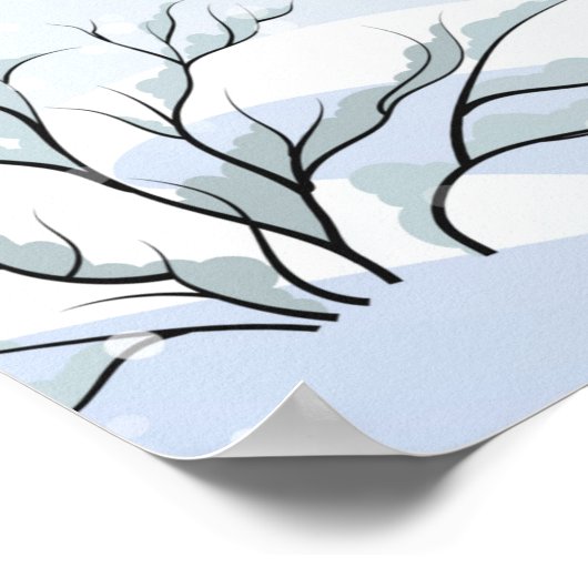 雪に覆われた家のある冬のクリスマスの風景 ポスター (角)