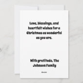 雪に覆われた居心地の良いクリスマスコテージ シーズンカード (裏面)