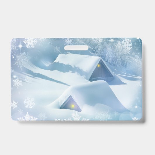 雪に覆われた屋根の森 バッジ (正面)