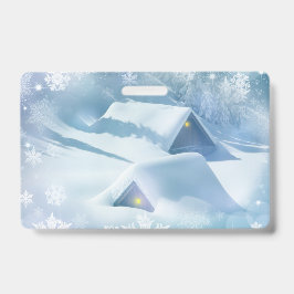 雪に覆われた屋根の森 バッジ