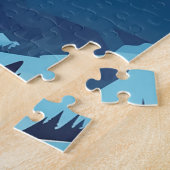 雪に覆われた山々の中のハスキー ジグソーパズル (側面)