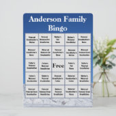 雪に覆われた山の写真と家族のビンゴカード (スタンド正面)