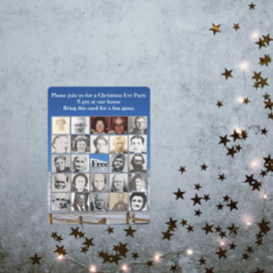 雪に覆われた山の写真と家族のビンゴカード