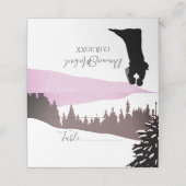 雪に覆われた山の冬の結婚式でカップルを迎える プレイスカード (外部開封)