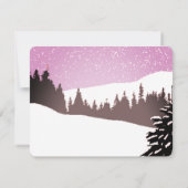 雪に覆われた山の冬の結婚式に夫婦 出欠カード (裏面)