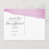 雪に覆われた山の冬の結婚式に夫婦 案内ポストカード (裏面)