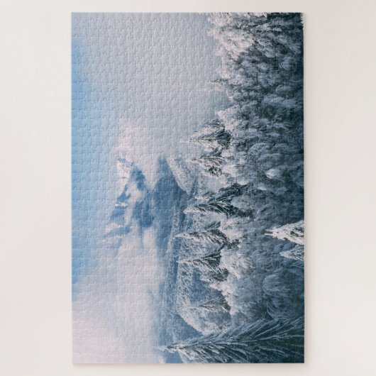 雪に覆われた山の木冬の自然屋外 ジグソーパズル (縦)