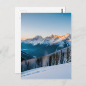 雪に覆われた山の風景 ポストカード (正面/裏面)