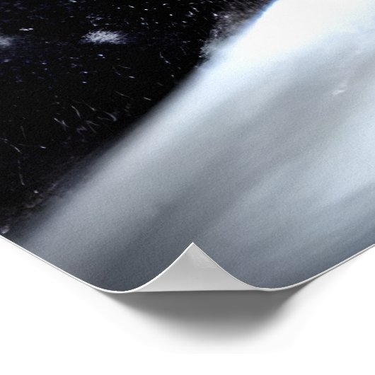 雪に覆われた山AIアートの黒い裏地ジャッカル ポスター (角)