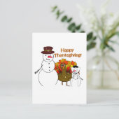 雪に覆われた巡礼者の幸せな感謝祭 シーズンポストカード (スタンド正面)