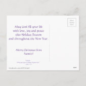 雪に覆われた星空の夜クリスマスの水彩 シーズンポストカード (裏面)