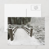 雪に覆われた月橋、日本庭園 ポストカード (正面/裏面)