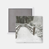雪に覆われた月橋、日本庭園 マグネット (正面/裏面)