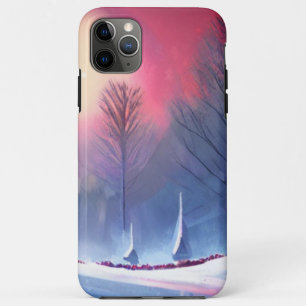 雪に覆われた木々が見える冬の夕日 iPhone 11 PRO MAXケース