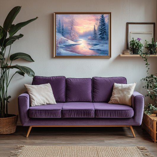 雪に覆われた木々で穏やかな冬の風景 キャンバスプリント