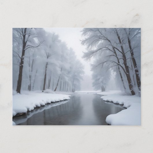 雪に覆われた木々で穏やかな冬の風景 ポストカード (正面)