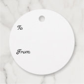 雪に覆われた木々と降雪のある鹿 フェイバータグ (裏面)