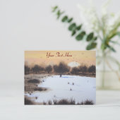 雪に覆われた木々によるクリスマスの雪景色 シーズンポストカード (スタンド正面)