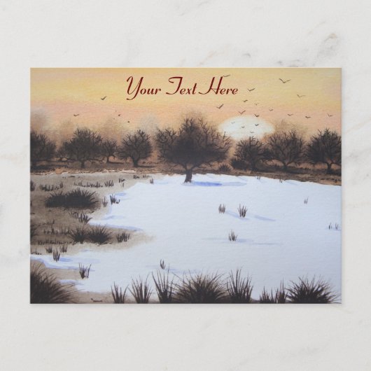 雪に覆われた木々によるクリスマスの雪景色 シーズンポストカード (正面)