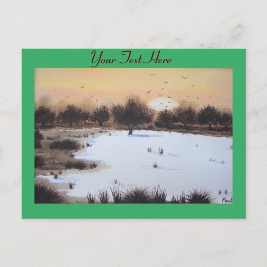 雪に覆われた木々によるクリスマスの雪景色 シーズンポストカード (正面)