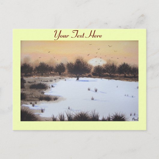 雪に覆われた木々によるクリスマスの雪景色 シーズンポストカード (正面)