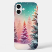 雪に覆われた木々のあるパステルウィンターワンダーランド Case-Mate iPhoneケース (裏面)