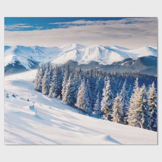 雪に覆われた木々の美しい冬の風景 ラッピングペーパー (フラット)