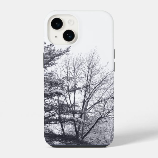 雪に覆われた木々: 縦構図 iPhoneケース (裏面)