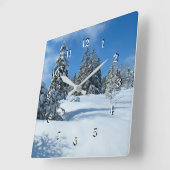 雪に覆われた木々、美しい冬の風景 スクエア壁時計 (傾斜)