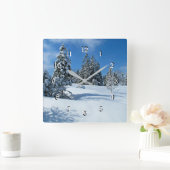 雪に覆われた木々、美しい冬の風景 スクエア壁時計 (ホーム)