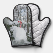 雪に覆われた木にキャンディーケーン 鍋つかみ (正面/裏面)