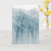 雪に覆われた木の冬の自然写真 カード (黄色い花)