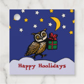 雪に覆われた木の切りフクロウ冬の休日 フェイバータグ (正面)