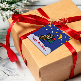 雪に覆われた木の切りフクロウ冬の休日 フェイバータグ