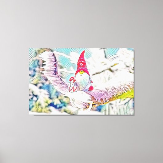 雪に覆われた木の格言のヴィンテージスケッチ キャンバスプリント (正面)