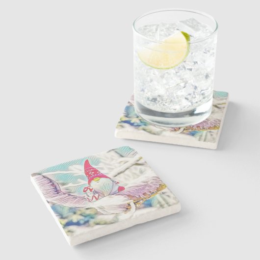 雪に覆われた木の格言のヴィンテージスケッチ ストーンコースター (横)