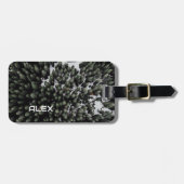 雪に覆われた木の頂上の空中無人飛行 ラゲッジタグ (正面横)