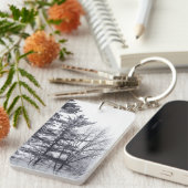 雪に覆われた木：垂直 キーホルダー (正面右)