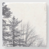 雪に覆われた木：垂直 ストーンコースター (正面)