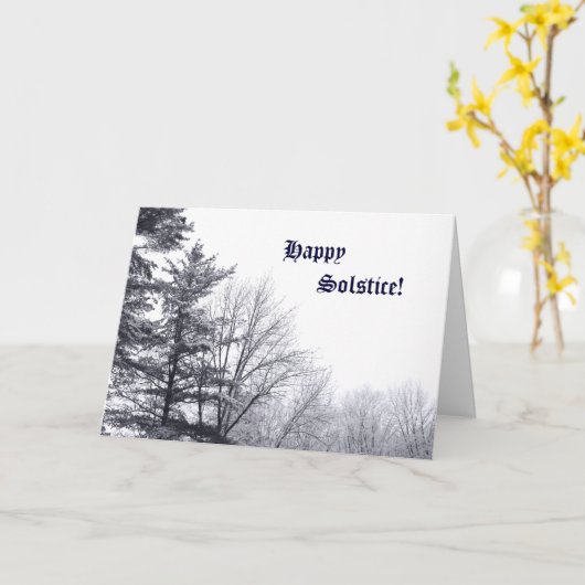 雪に覆われた木：水平 カード (黄色い花)