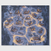 雪に覆われた村のあたたかな灯り ラッピングペーパー (フラット)