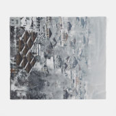 雪に覆われた村の空中展望 フリースブランケット (正面(横))