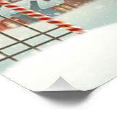 雪に覆われた村飛んでいるのクリスマスのサンタクロース ポスター (コーナー)